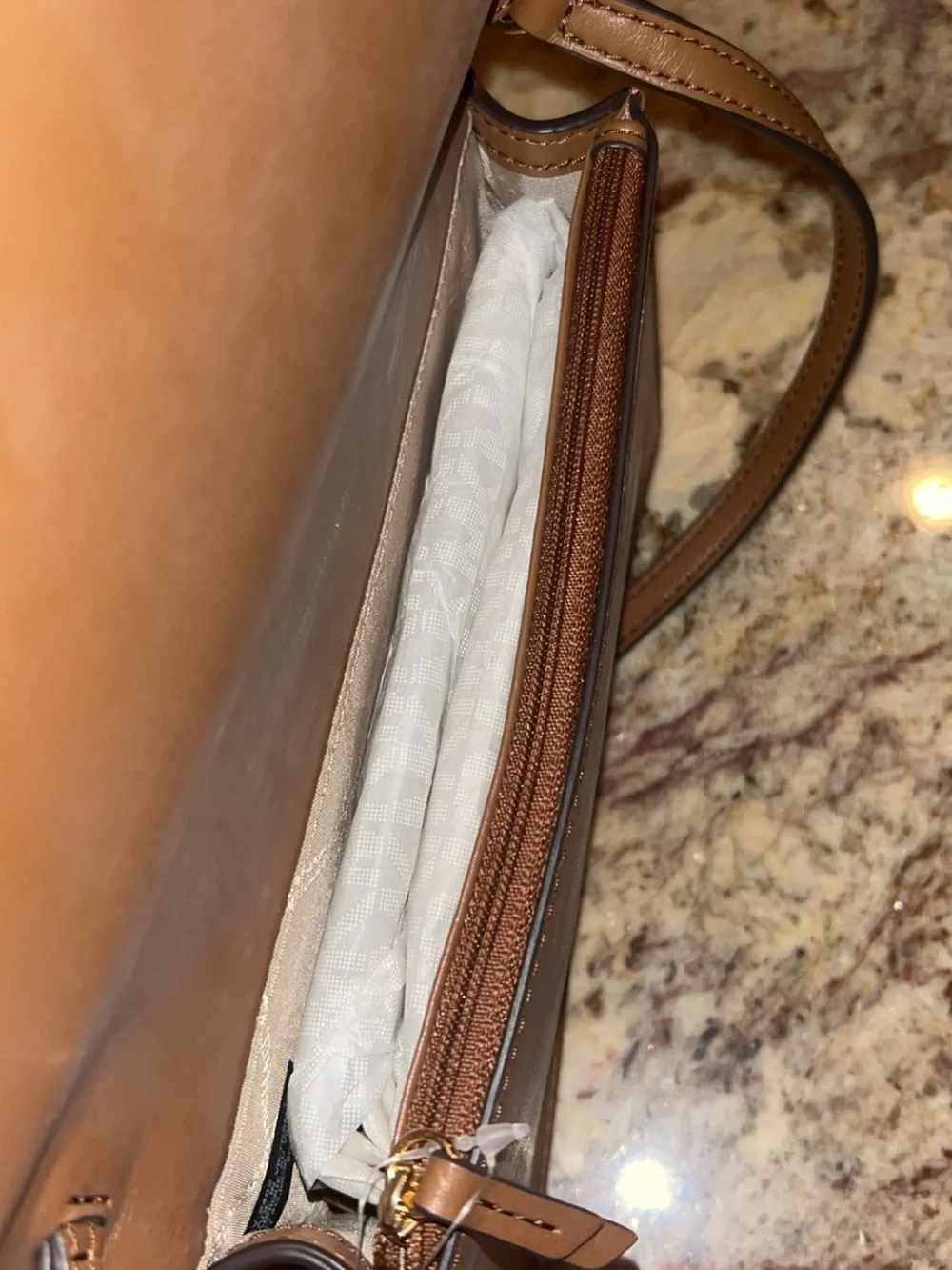 Michael Kors Brown and Cream Patterned Crossbody
